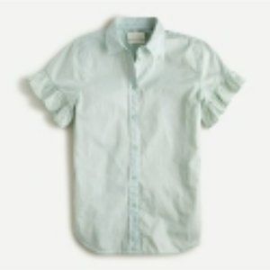 J. Crew Classic-fit lightweight cotton poplin ruffle-sleeve shirt